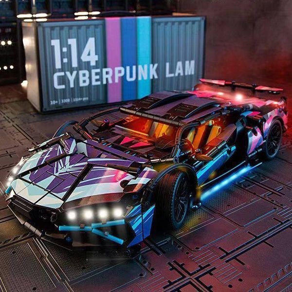 Конструктор Cyberpunk Lam модель з підсвікою сумісний з лего Lambo Purple lambo2 фото