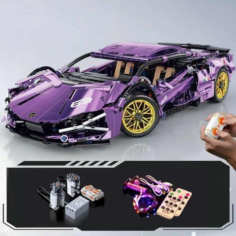 Конструктор Lambo Aventador Purple 1300 pcs з мотром та підсвіткою сумісний із лего aventa фото