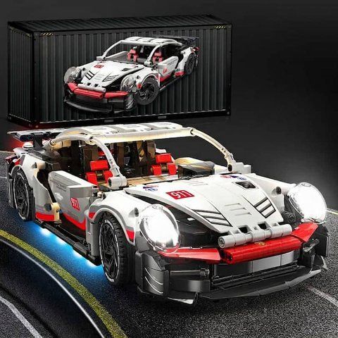 Конструктор Cyberpunk Porsche 911 перегонова модель з мотором та підсвіткою сумісний із лего lambo3 фото