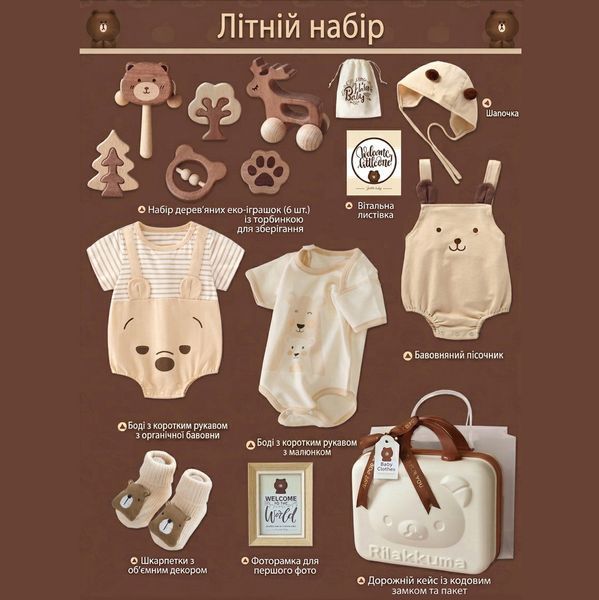 Набір для немовлят подарункова валізка Літо pmnk02 фото