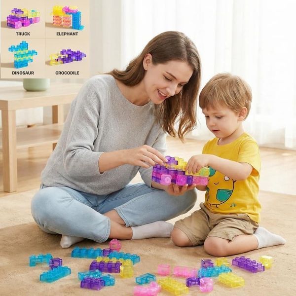 М'який сенсорний конструктор Magic Blocks прозорий 40 шт JB4001 фото