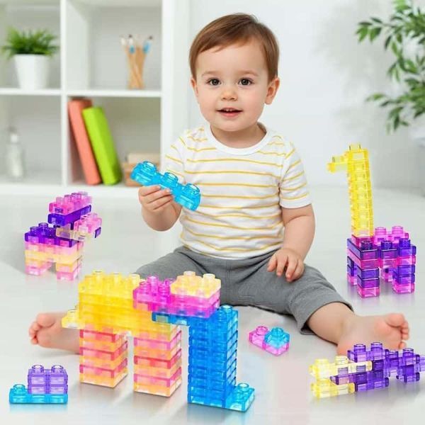 М'який сенсорний конструктор Magic Blocks прозорий 40 шт JB4001 фото
